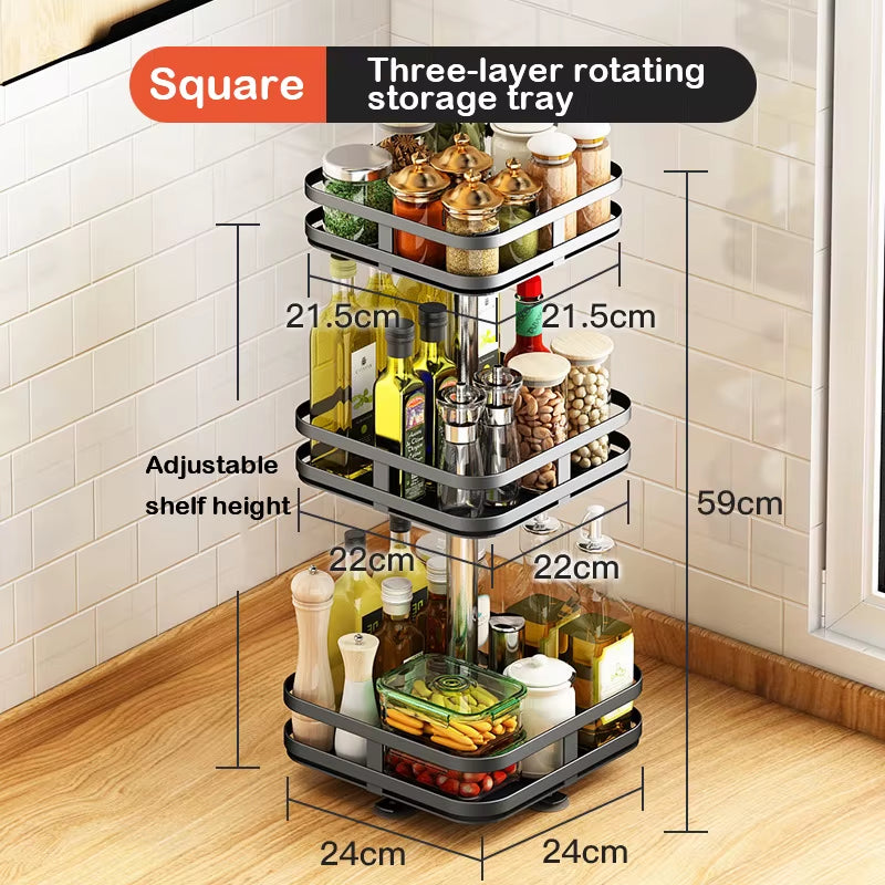 Rotatable Kitchen Storage Rack Kitchen Accessories Spice Storage Rack Clean Storage 360 Degrees Rotatable Organizer Turntable
