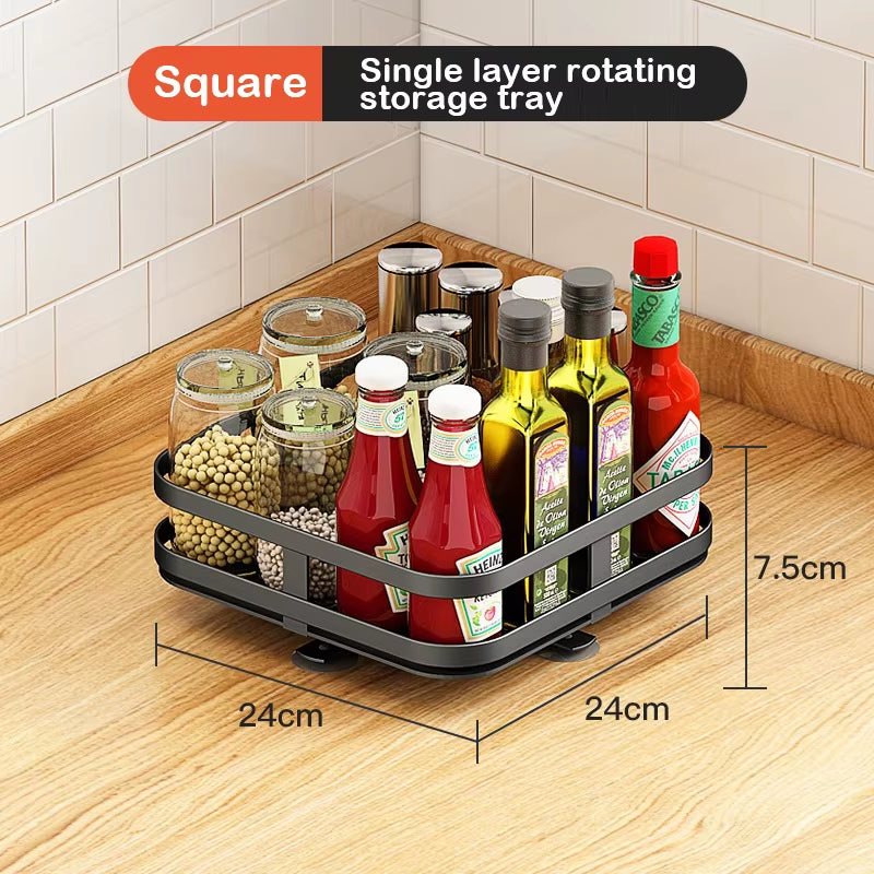 Rotatable Kitchen Storage Rack Kitchen Accessories Spice Storage Rack Clean Storage 360 Degrees Rotatable Organizer Turntable