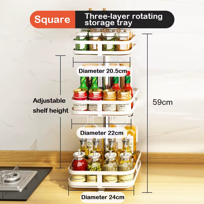 Rotatable Kitchen Storage Rack Kitchen Accessories Spice Storage Rack Clean Storage 360 Degrees Rotatable Organizer Turntable