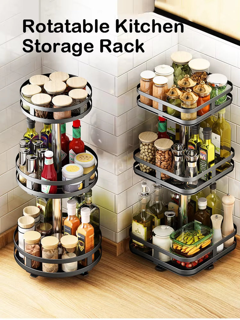 Rotatable Kitchen Storage Rack Kitchen Accessories Spice Storage Rack Clean Storage 360 Degrees Rotatable Organizer Turntable